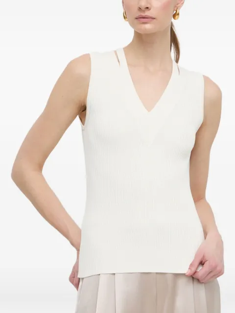 BOSS ribbed V-neck sleeveless top