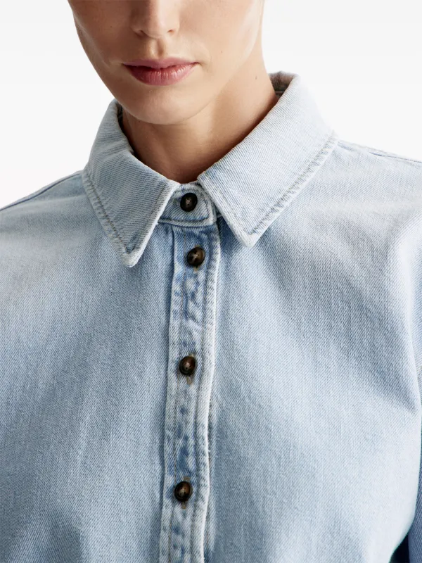 12 STOREEZ Cropped organic-cotton Denim Shirt | Blue | FARFETCH