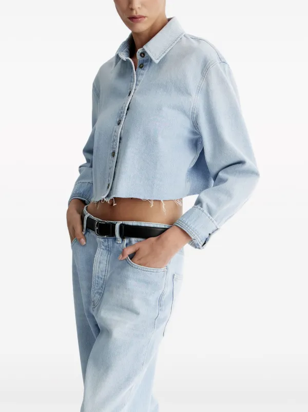 12 STOREEZ Cropped organic-cotton Denim Shirt | Blue | FARFETCH