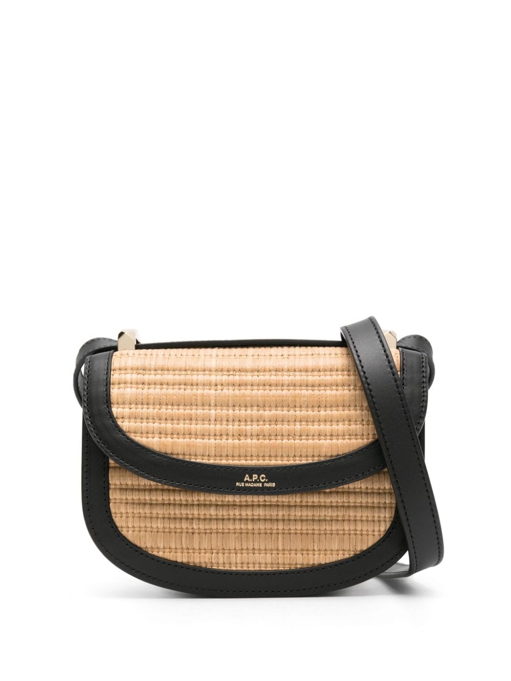 A.P.C. mini Genève raffia crossbody bag Beige