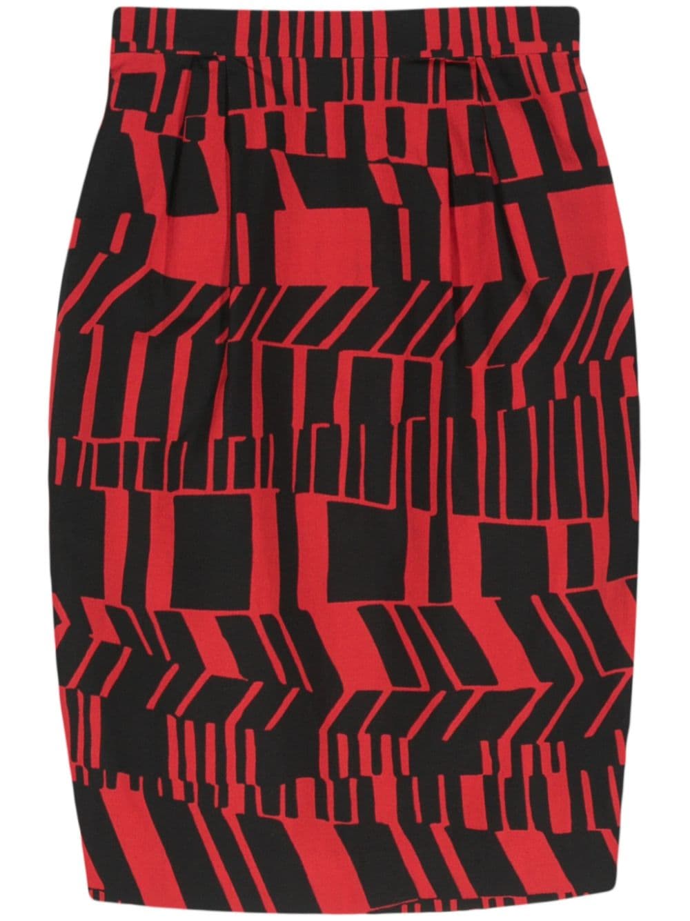 Pre-owned Miu Miu 2000s Geometric-pattern Skirt In Red