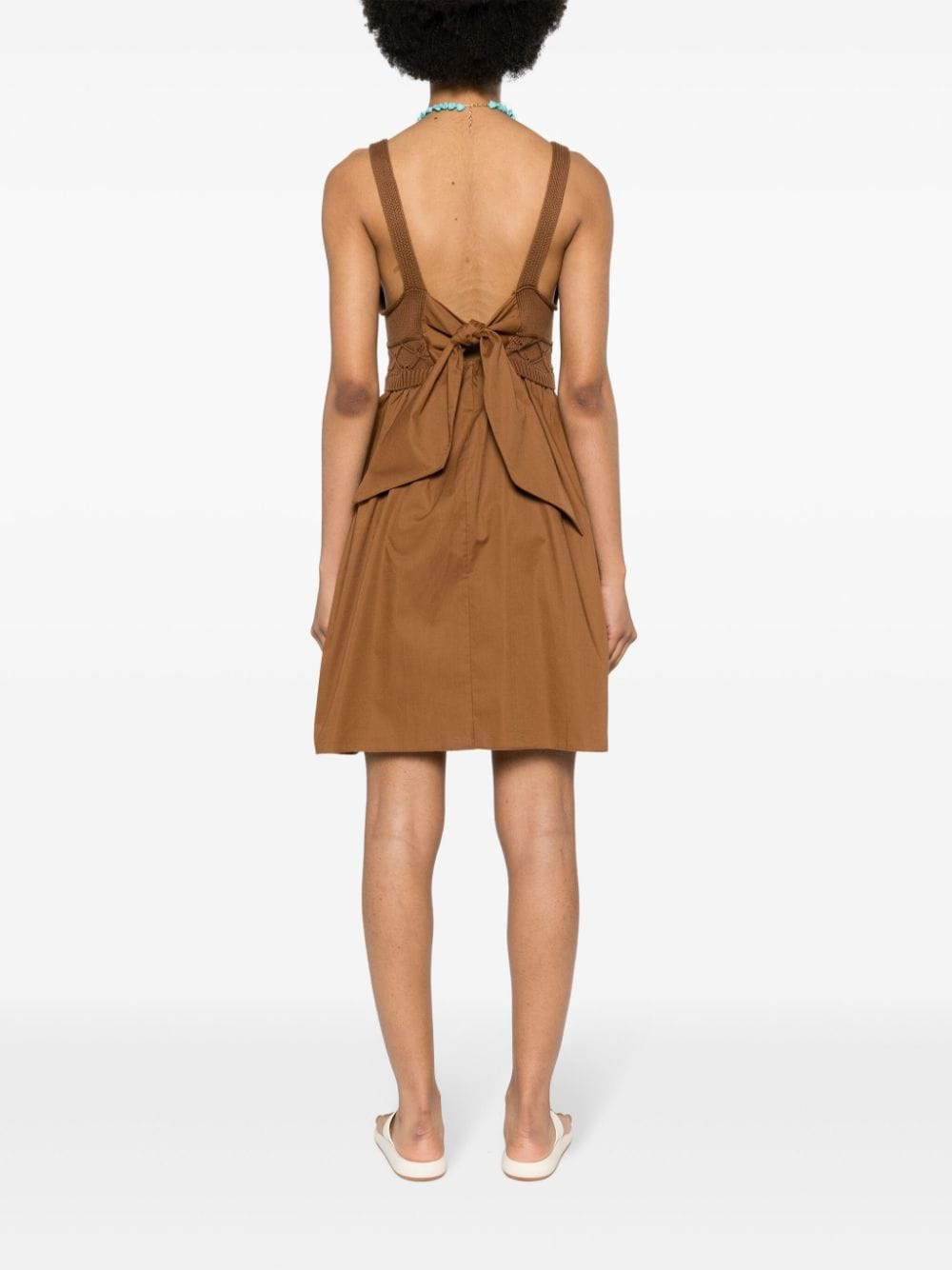Shop Liu •jo Panelled Mini Dress In Brown