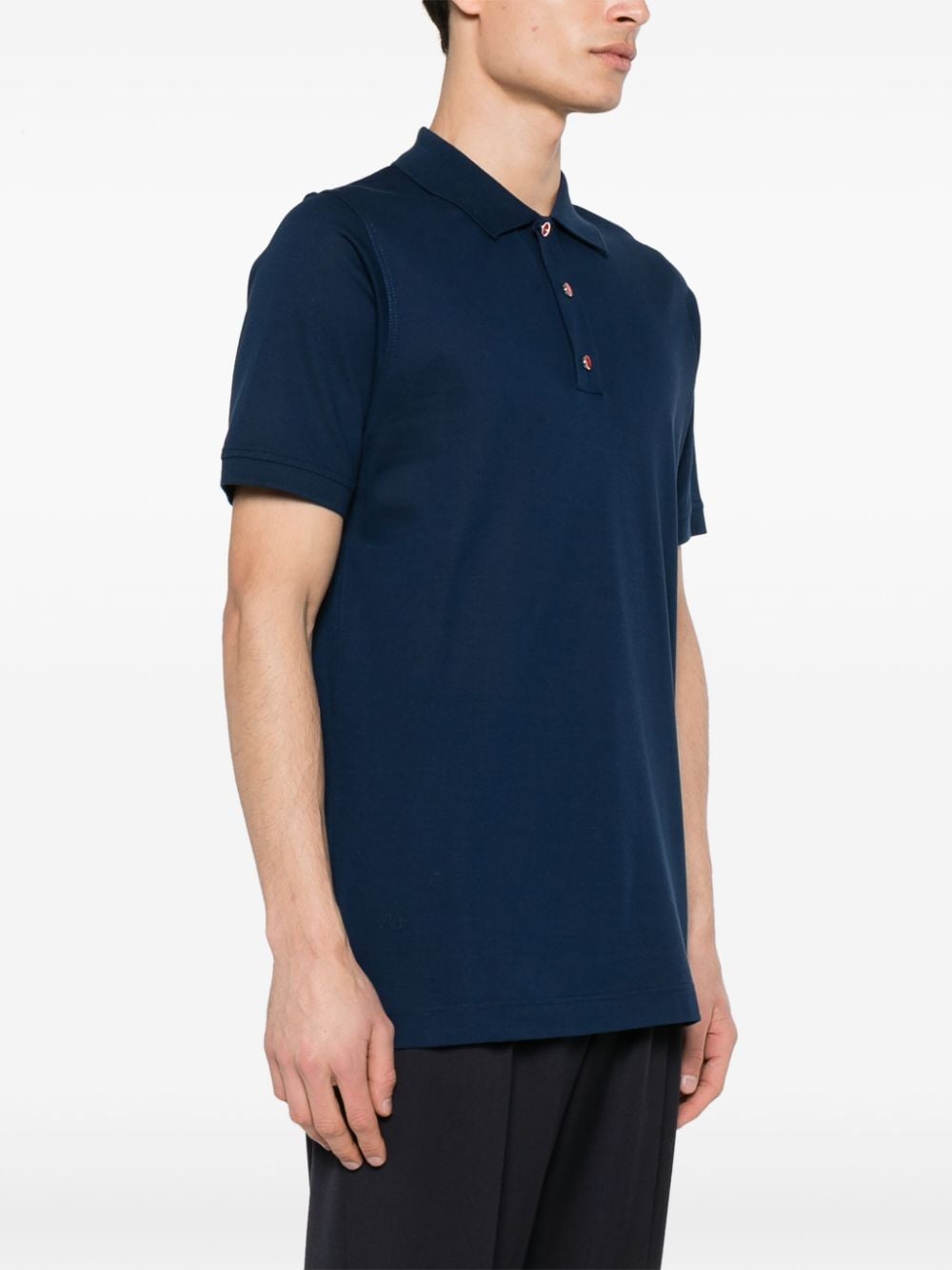 Shop Kiton Piqué-weave Cotton Polo Shirt In Blue