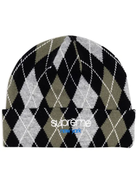 Supreme "Black" argyle-check cashmere beanie
