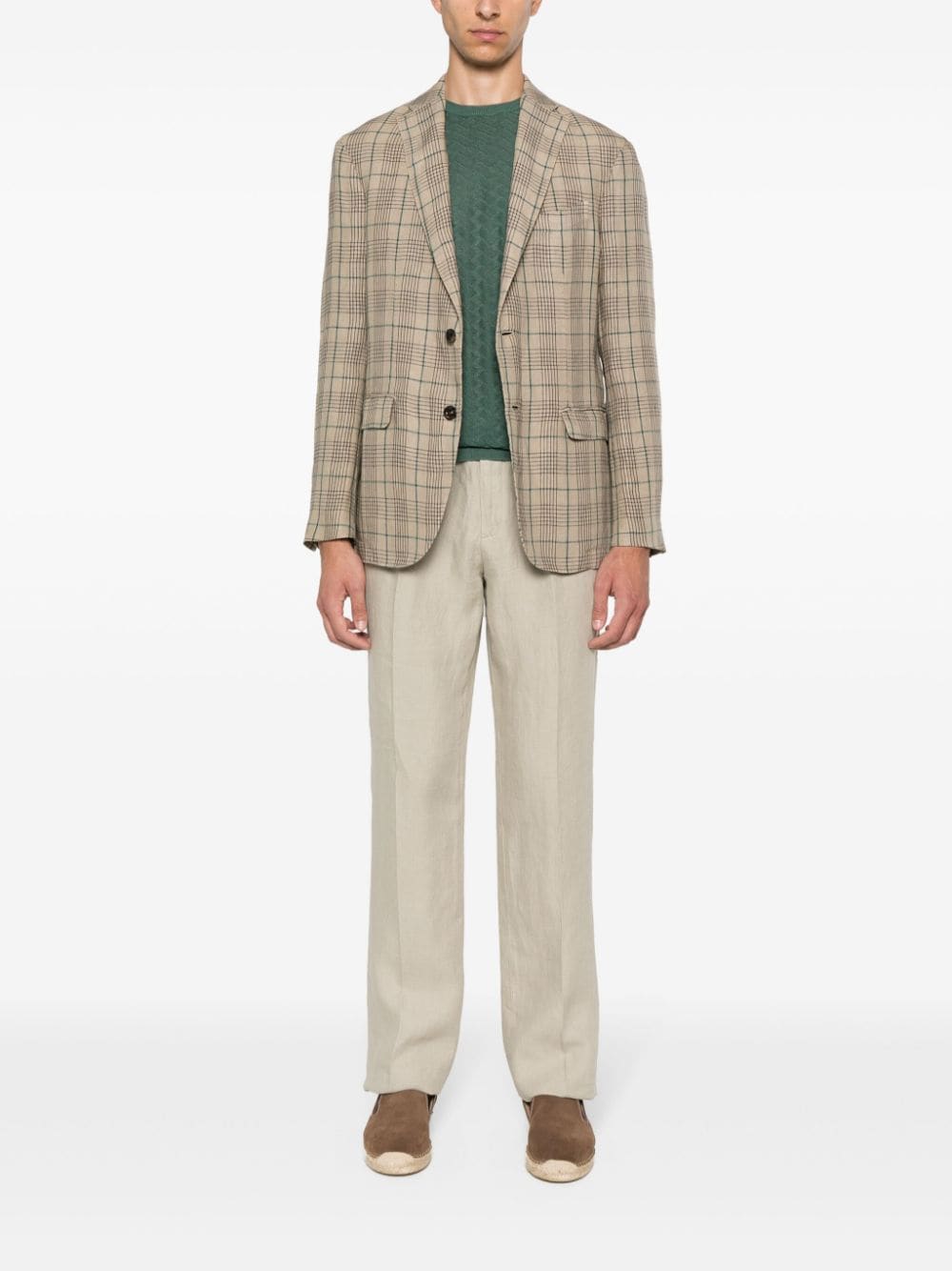 Shop Boglioli Single-breasted Linen Blazer In Brown