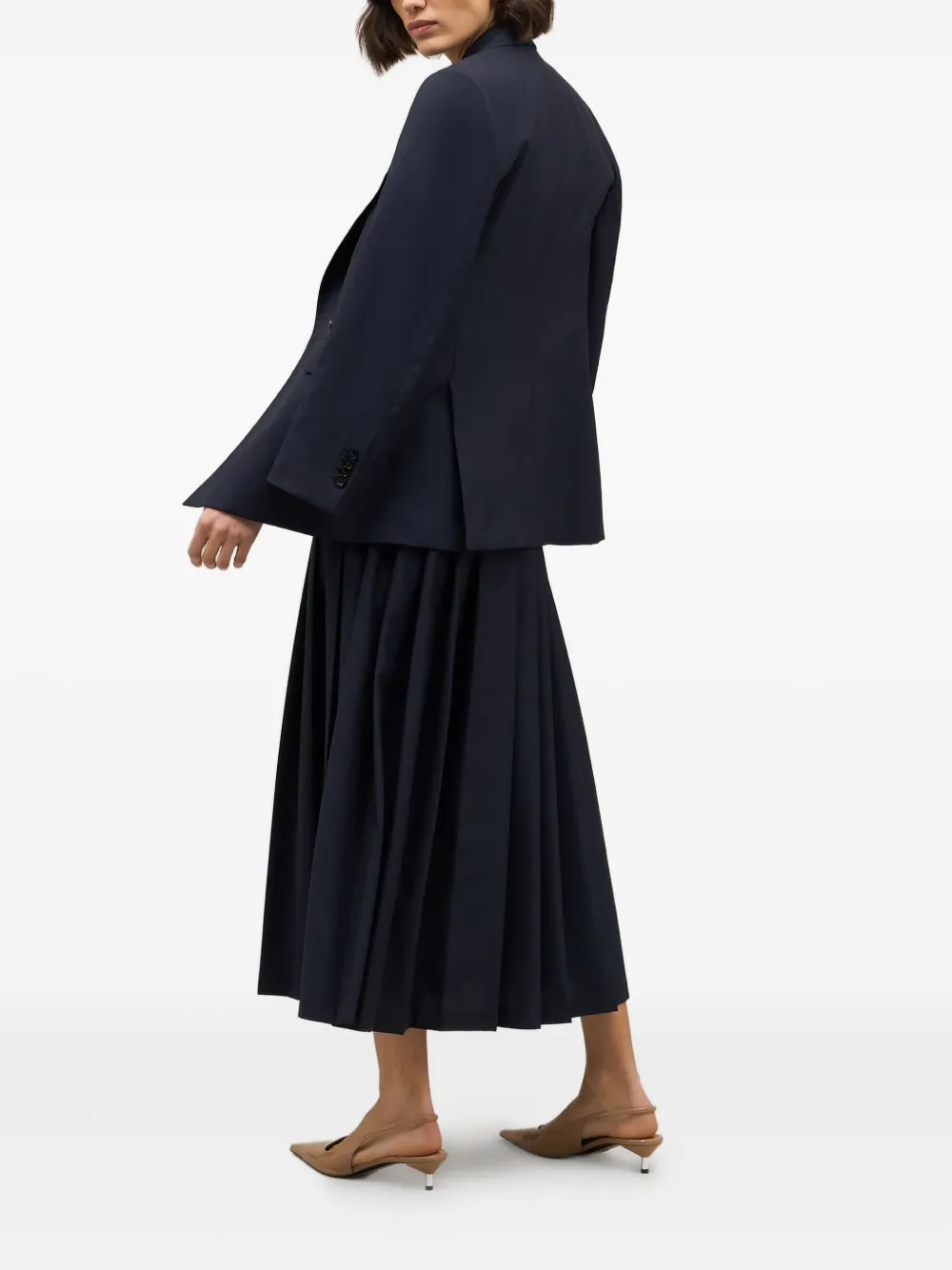 Boglioli Pleated Wool Midi Skirt In Black