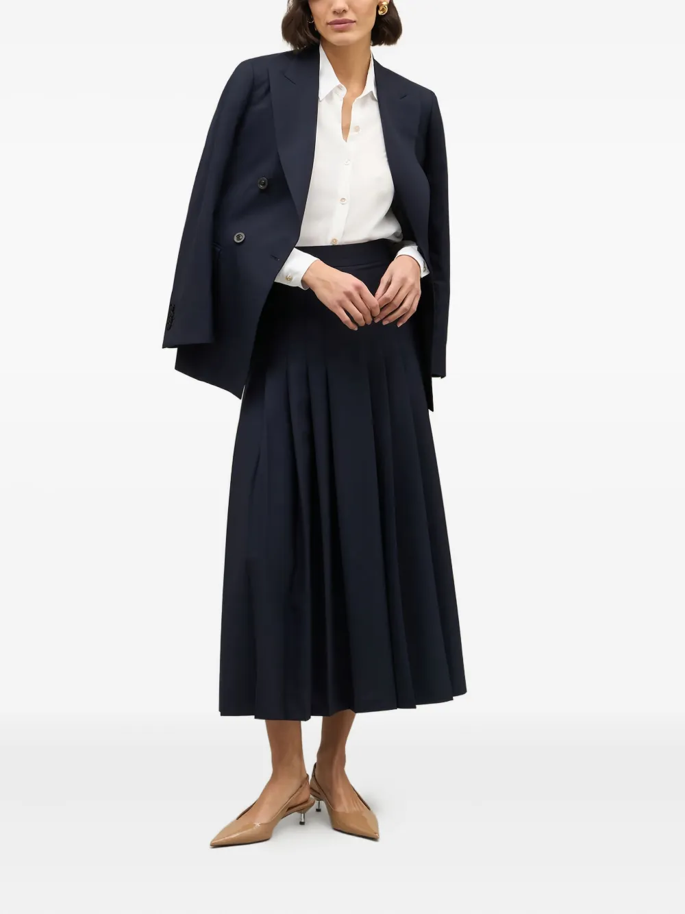 Boglioli pleated wool midi skirt - Blauw