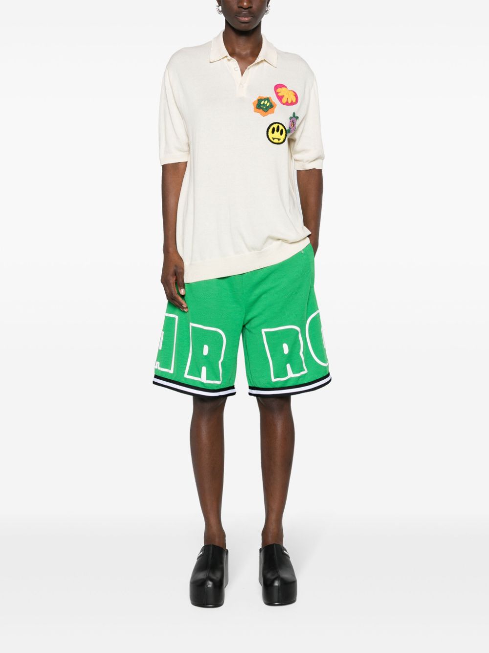 BARROW Mesh shorts met logoprint Groen