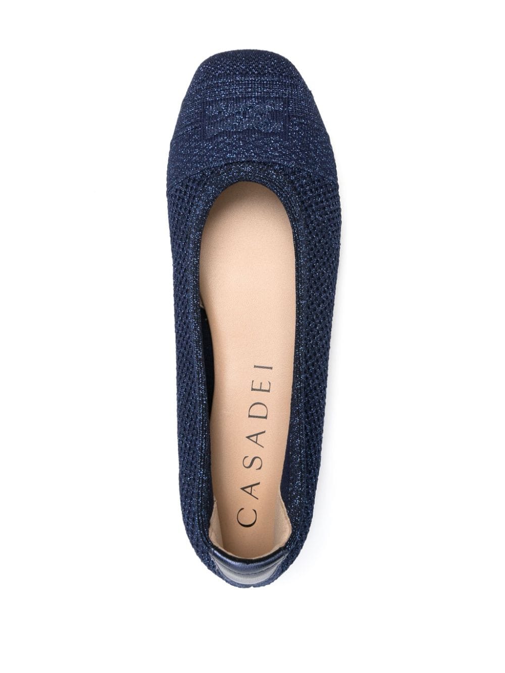 Shop Casadei Lurex-detail Knitted Ballerina Shoes In Blue