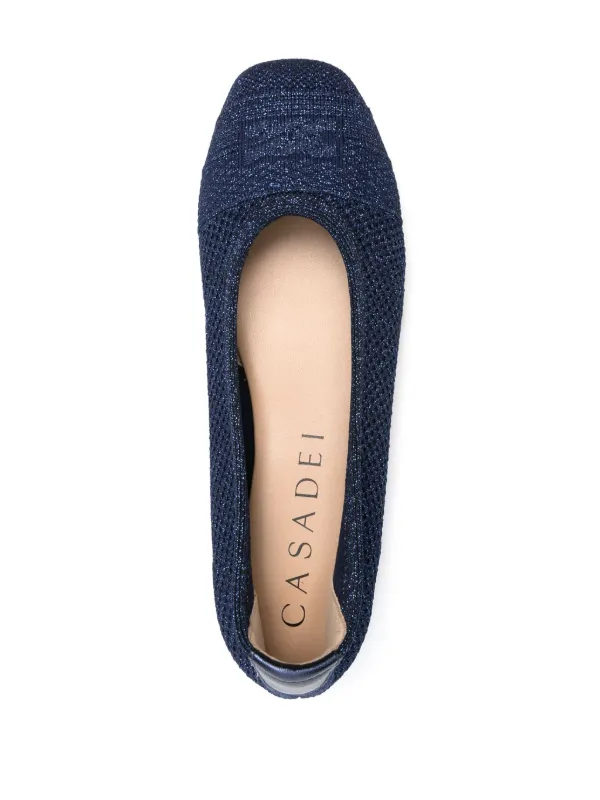 Casadei lurex-detail Knitted Ballerina Shoes | Blue | FARFETCH