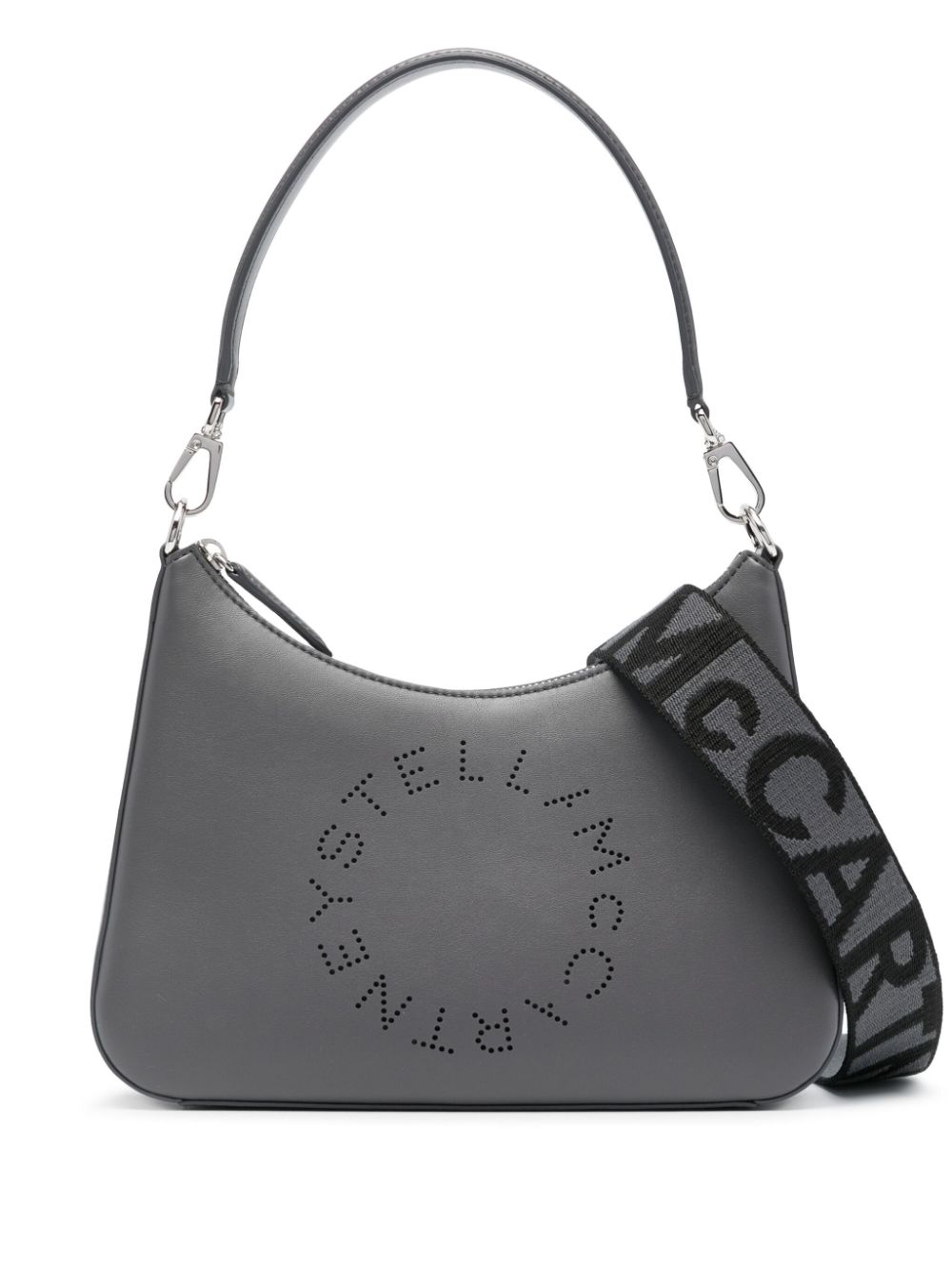 Shop Stella Mccartney Small Logo Shoulder Bag In Grey