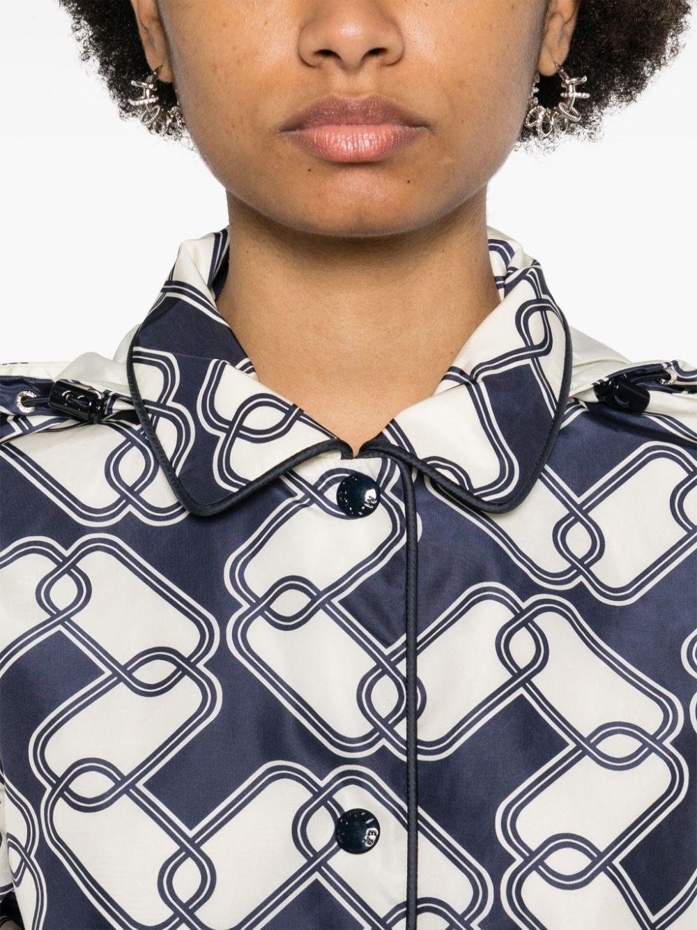 Moncler Iasone jack met capuchon en print Blauw