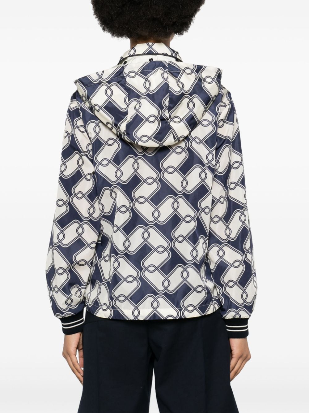 Moncler Iasone jack met capuchon en print Blauw