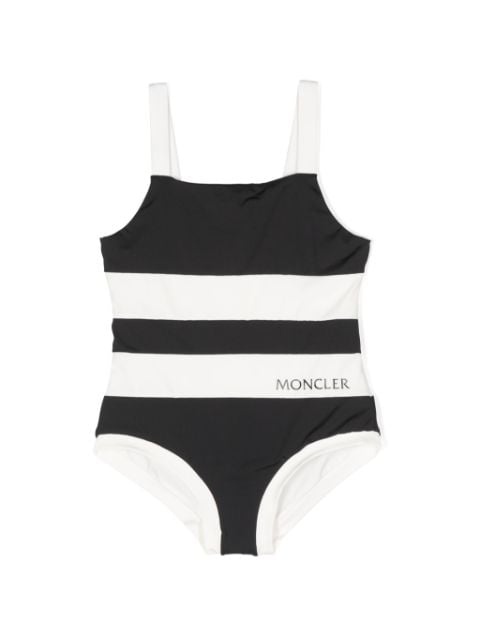 Moncler Enfant logo-print striped swimsuit