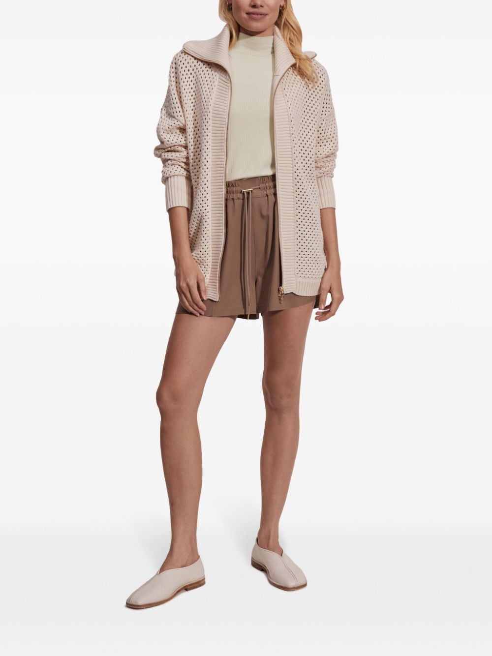 Shop Varley Finn Cotton Cardigan In Neutrals