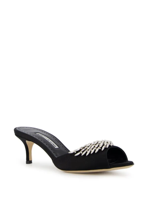 MANOLO BLAHNIK ビジュー付きミュール ブラック MANOLO BLAHNIK ビジュー付きミュール 黒