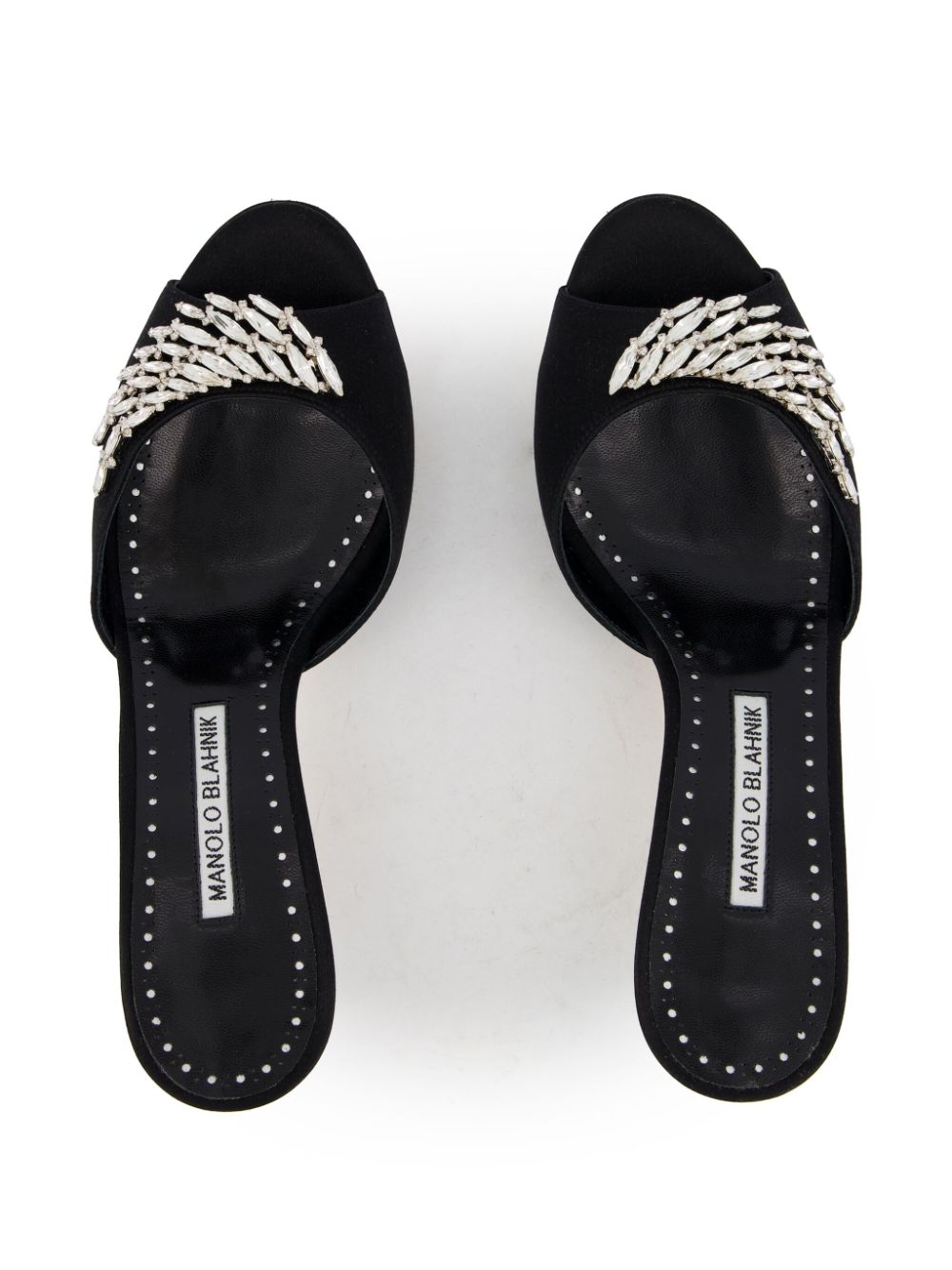 Shop Manolo Blahnik Fabio 50mm Crystal-embellished Mules In Black