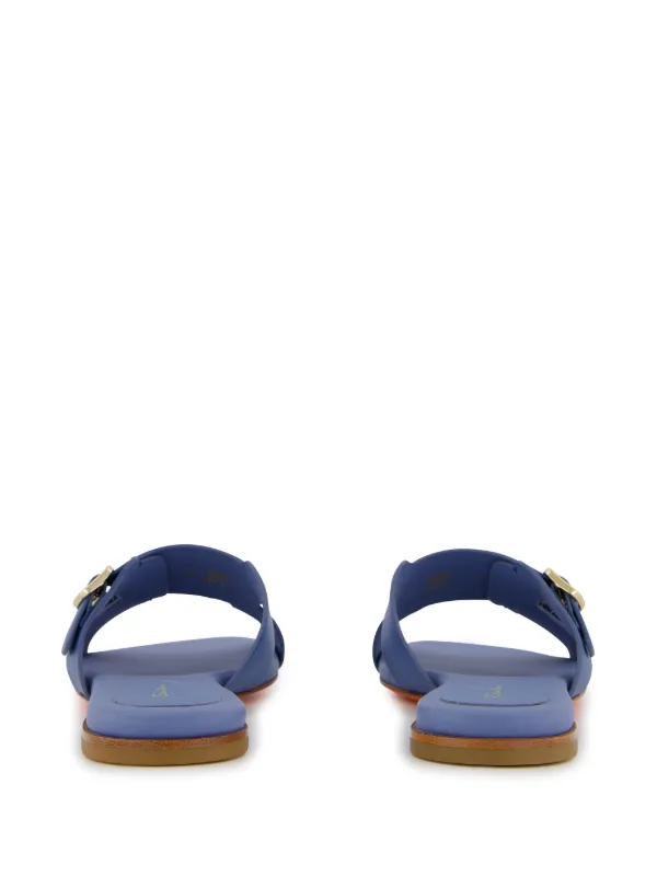【SANTONI】メンズ ブルー レザー ダブルバックル サンダル Santoni ダブルバックル レザーサンダル | ブルー | FARFETCH JP