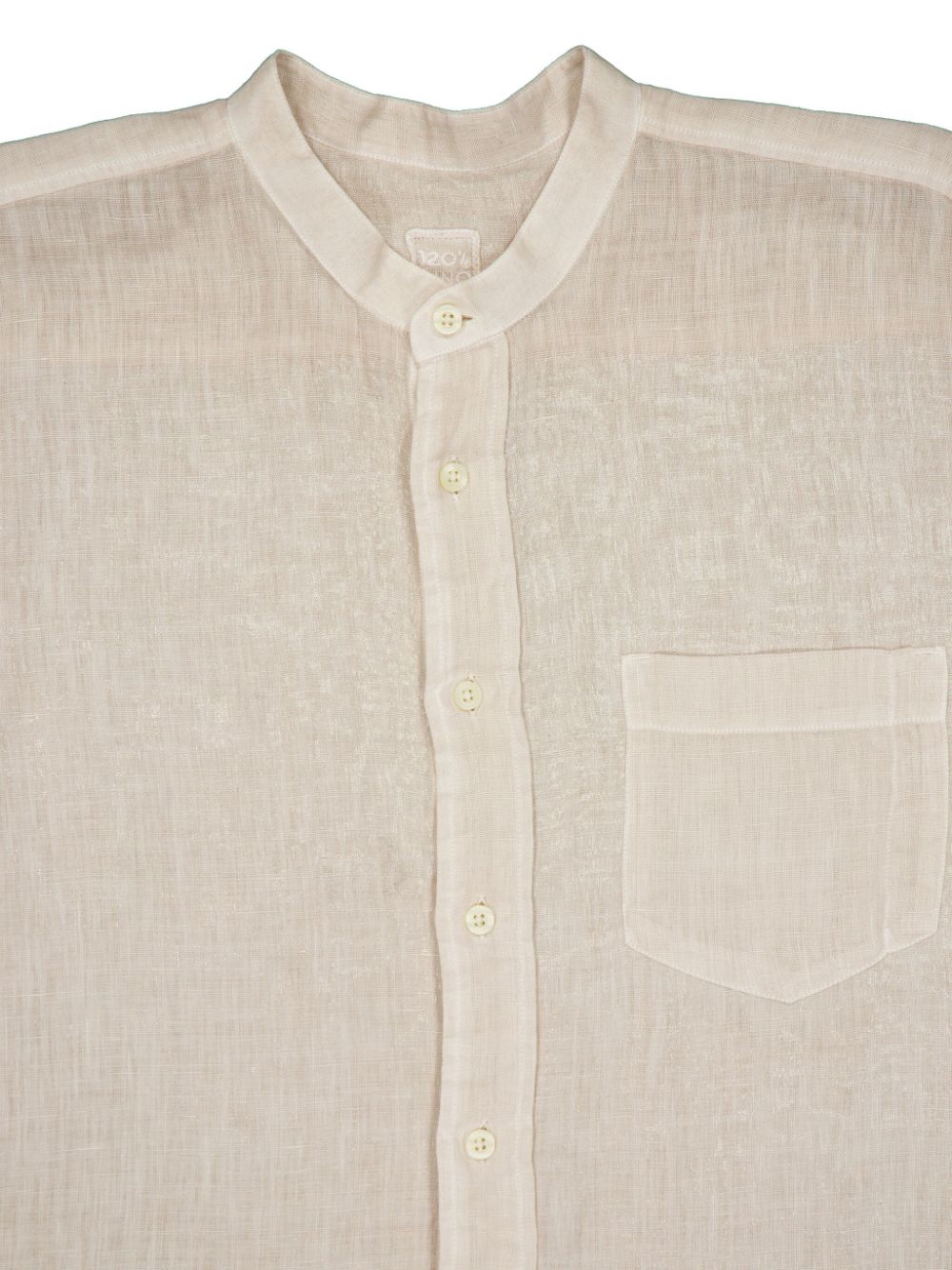 Shop 120% Lino Collarless Linen Shirt In Neutrals