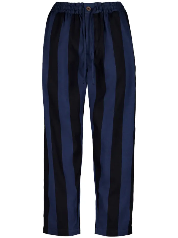 Marrakshi Life Striped Cotton Trousers in Black