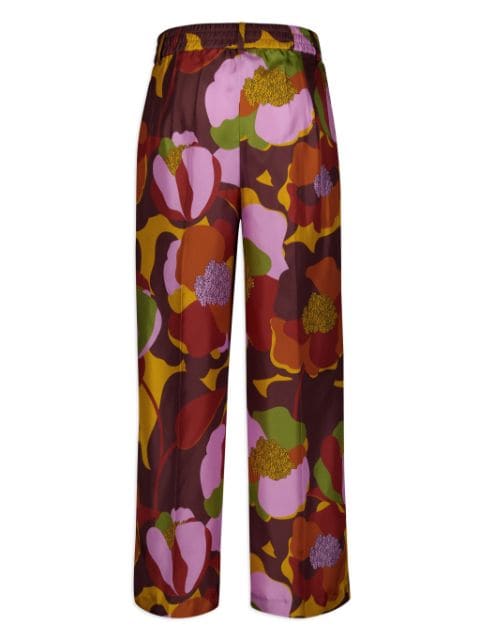 floral-print silk pants