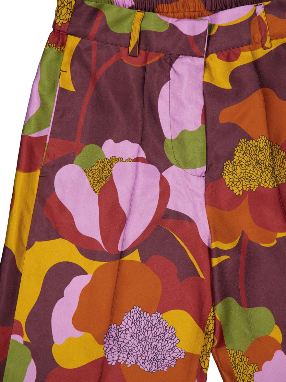 Shop Paula Floral-print Silk Pants In 褐色