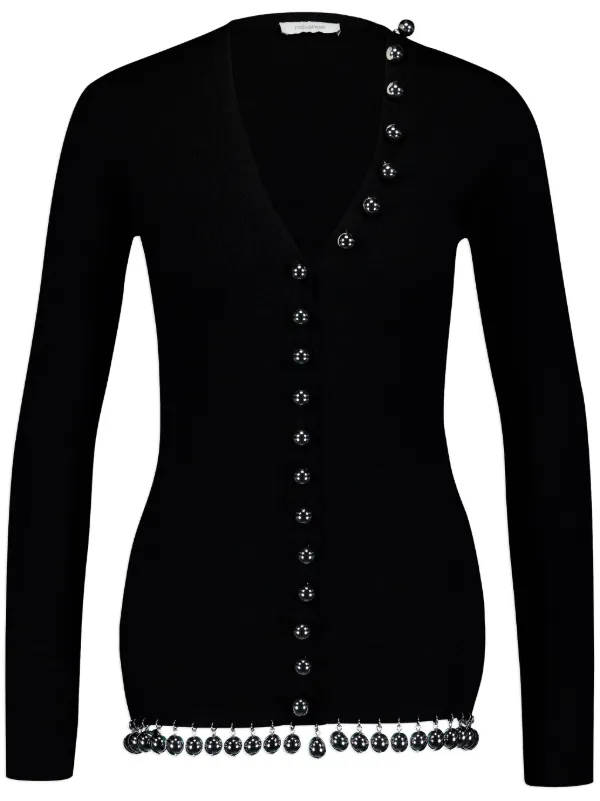 Rabanne bead embellished Wool Cardigan Black FARFETCH AE