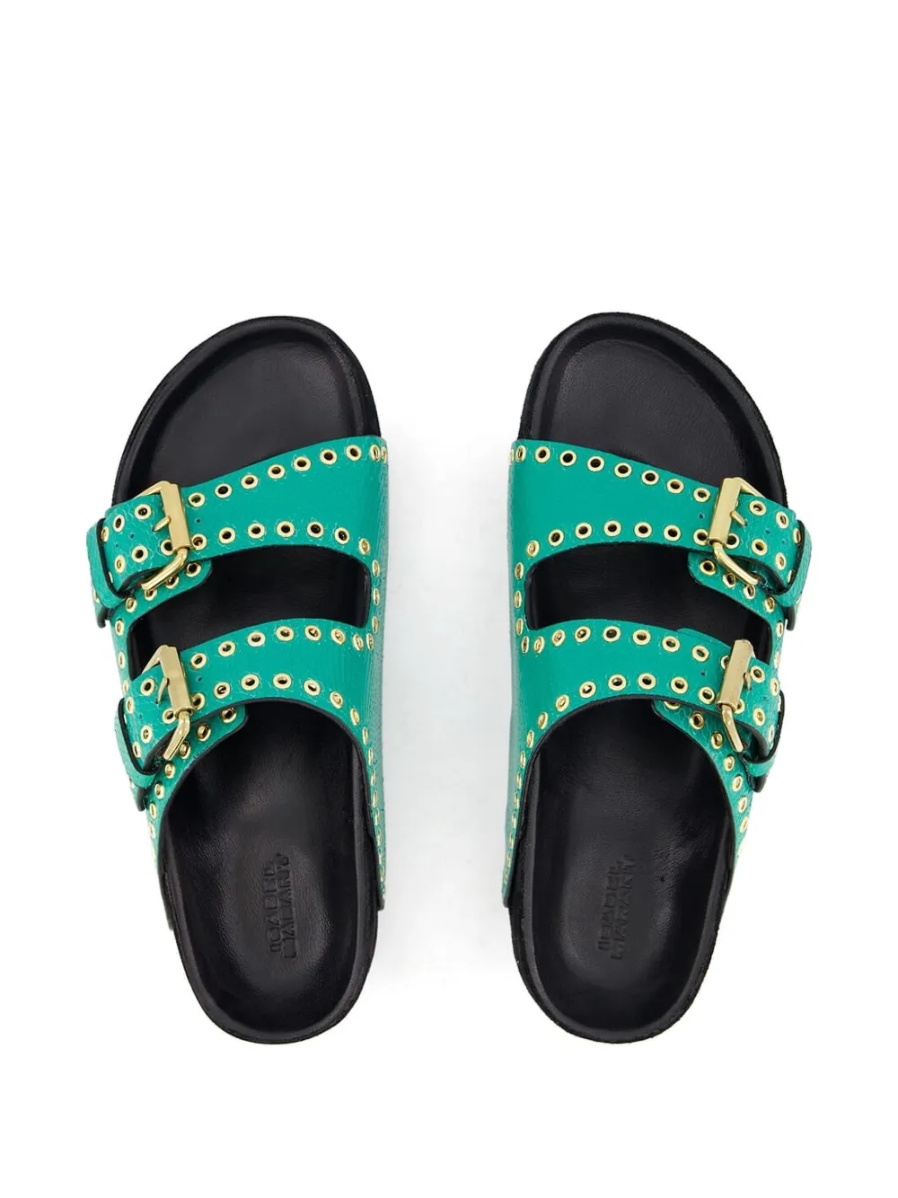 ISABEL MARANT leather slides Green