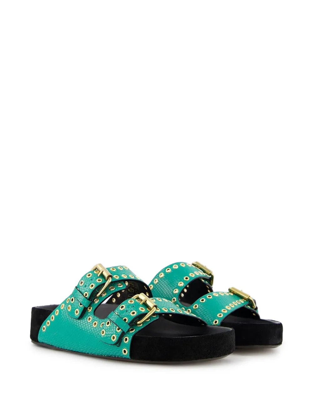 ISABEL MARANT leather slides Green