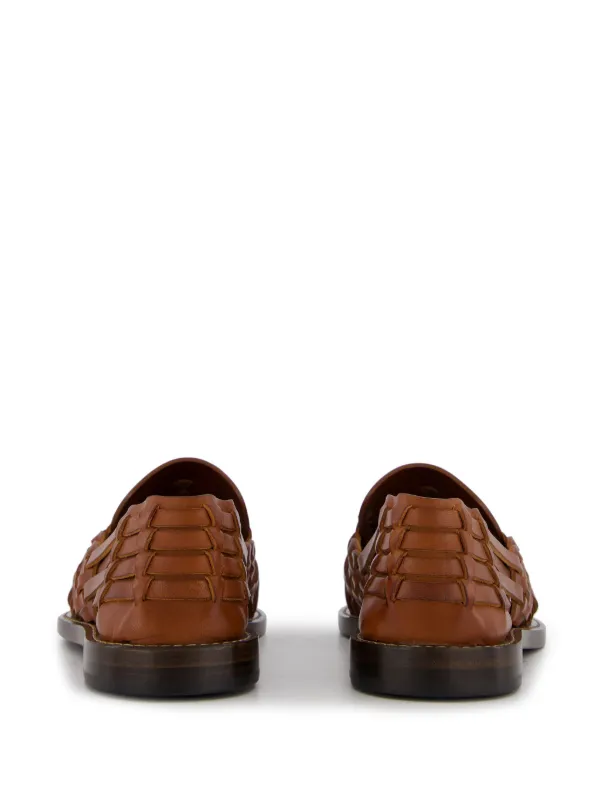Brunello Cucinelli Woven Leather Sandals | Brown | FARFETCH JO