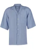 120% Lino camp-collar linen shirt - Blue