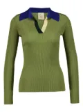 PAULA colour-block knitted top - Green