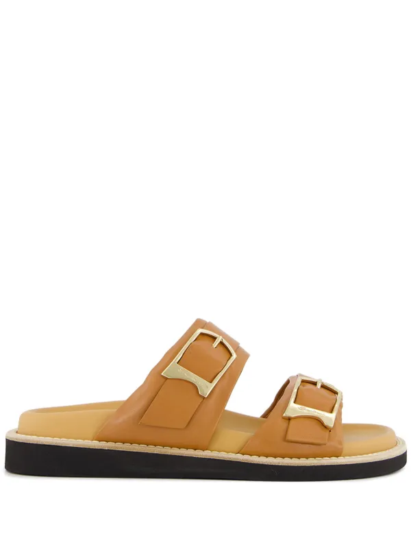 Santoni Double-buckle Sandals in Neutrals