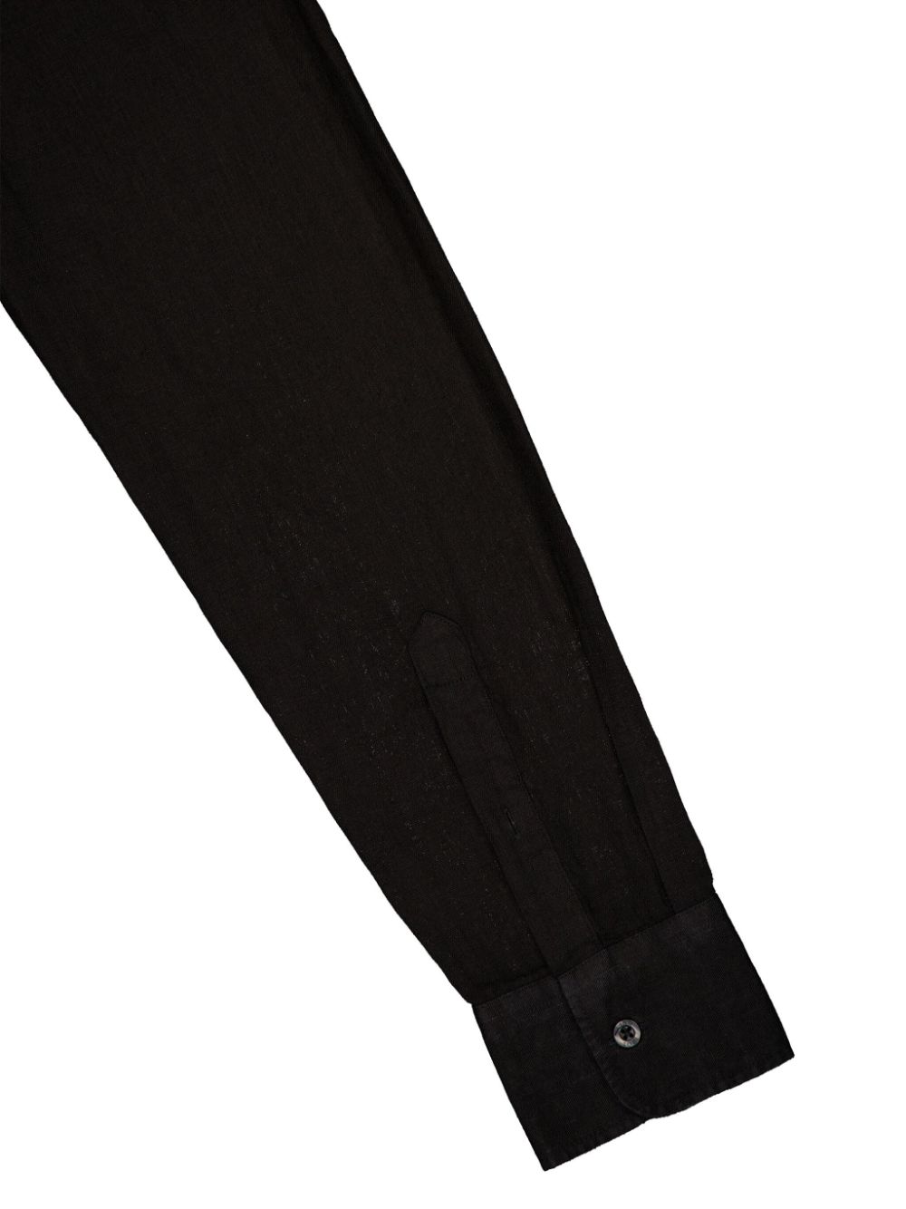 Shop 120% Lino Band-collar Linen Shirt In Black