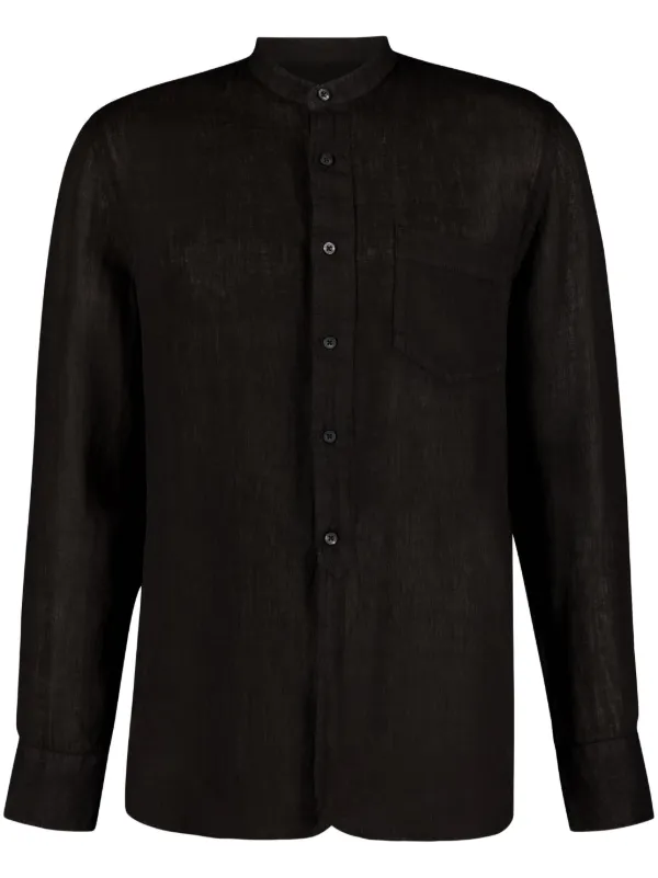 120% Lino Camisa Con Cuello Mao Negro FARFETCH CL
