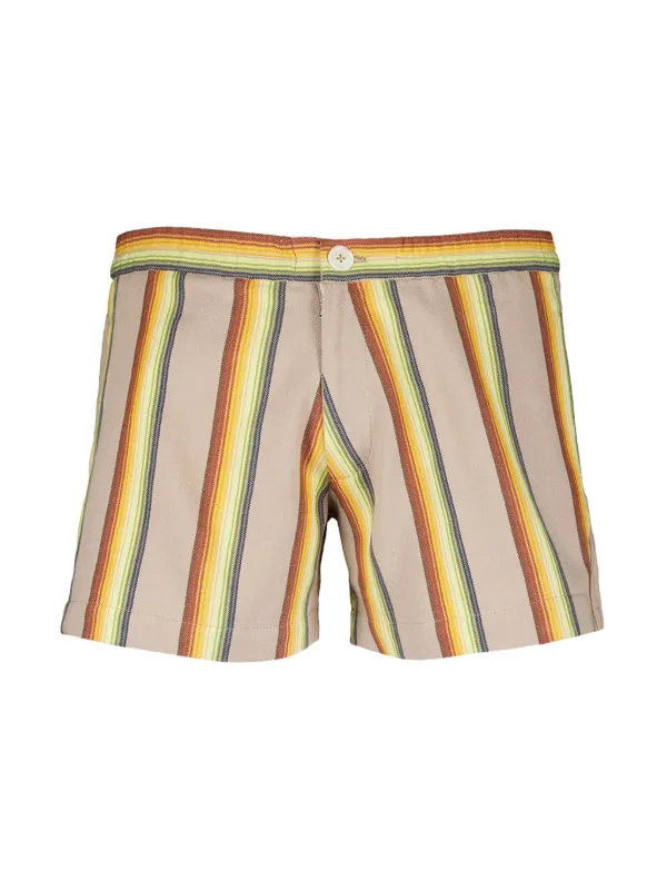 Marrakshi Life Striped Cotton Shorts in Neutrals
