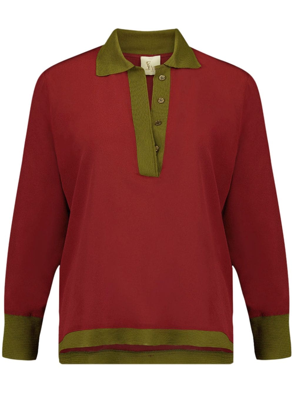 Paula Long Sleeve V-neck Top In Red