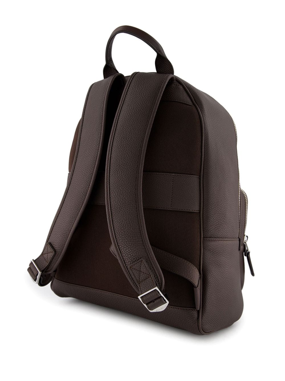 Shop Santoni Grained-leather Backpack In Brown