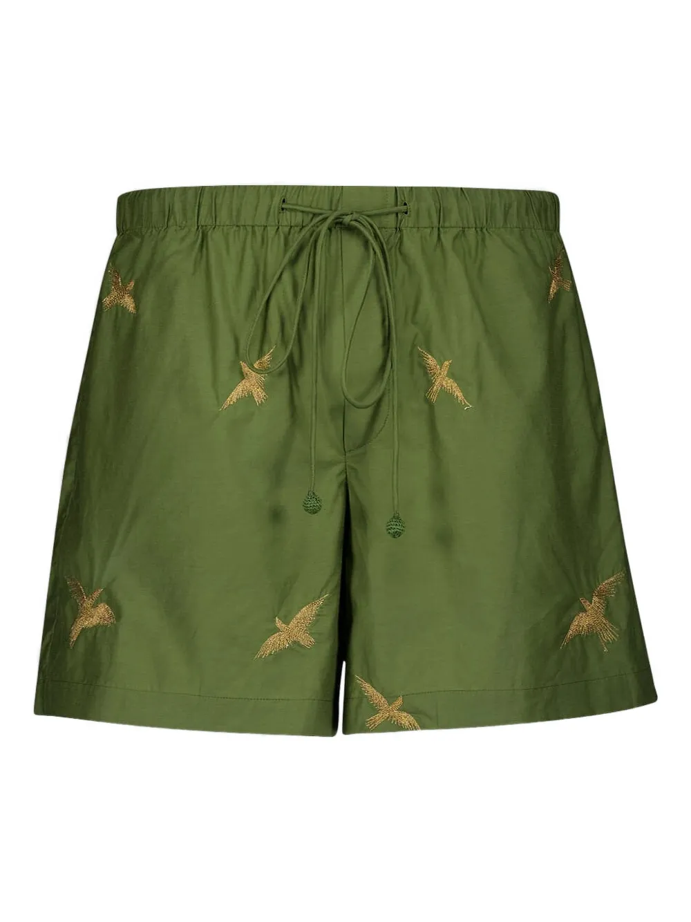 embroidered-bird shorts
