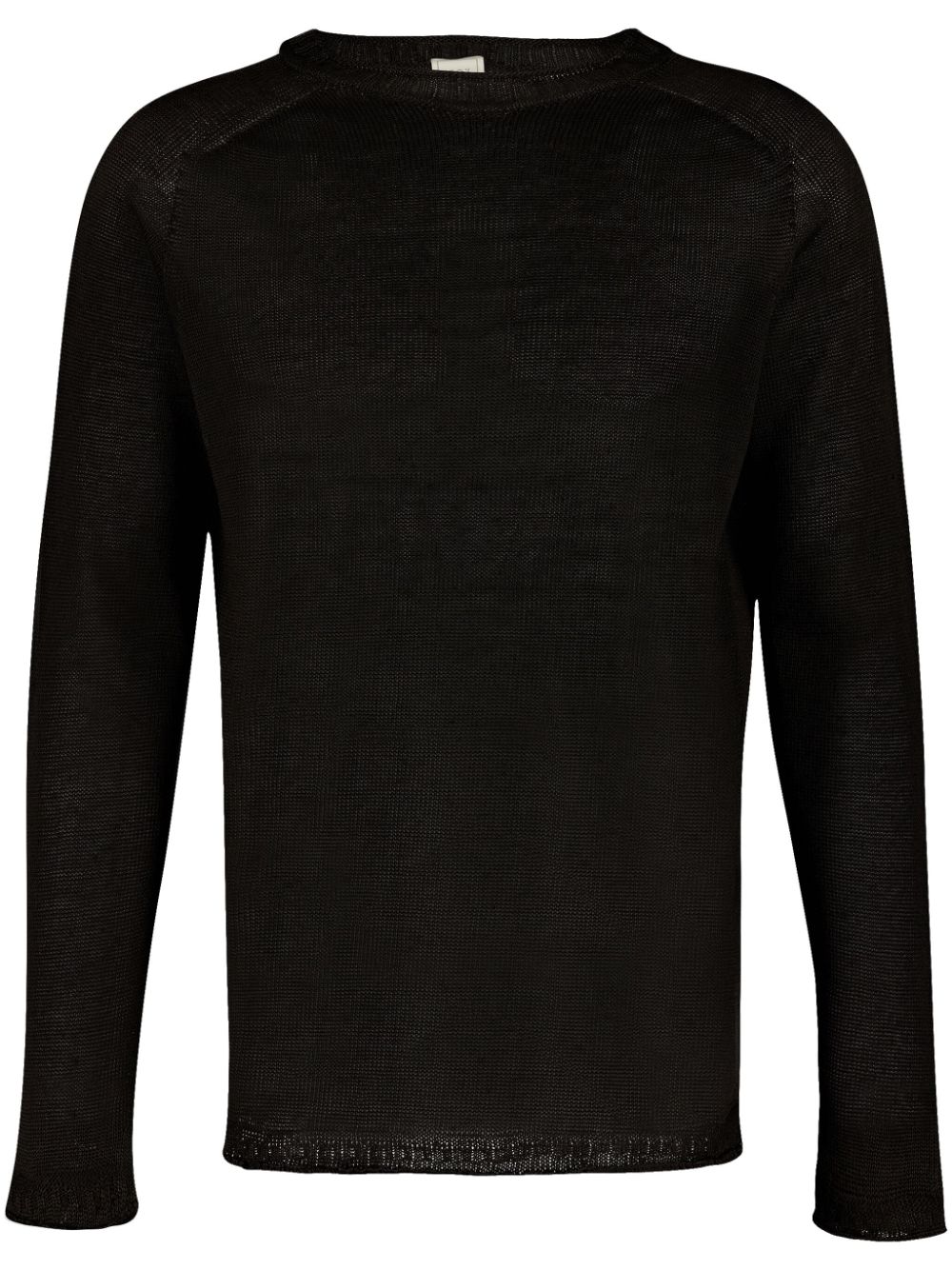 120% Lino Crew-neck Linen Jumper In Black