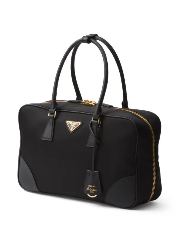 トートバッグ Prada Sand Re-Nylon Large Re-Edition 1978 Shopping Bag Black Prada Re-edition 1978 Large Re-nylon And Saffiano