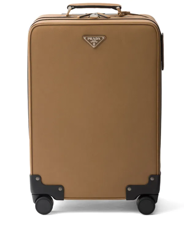 Prada triangle-logo Leather Trolley | Brown | FARFETCH