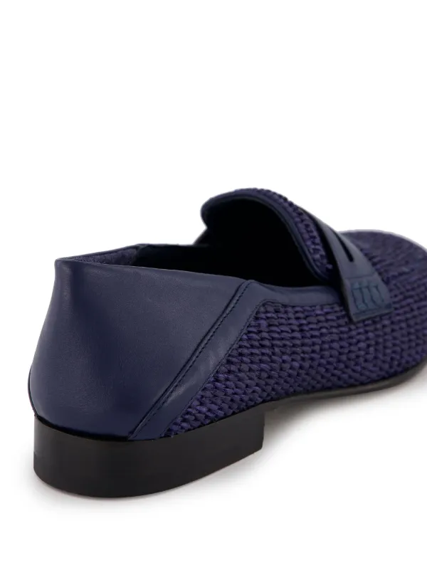 Manolo Blahnik Padstow woven-raffia Loafers | Blue | FARFETCH