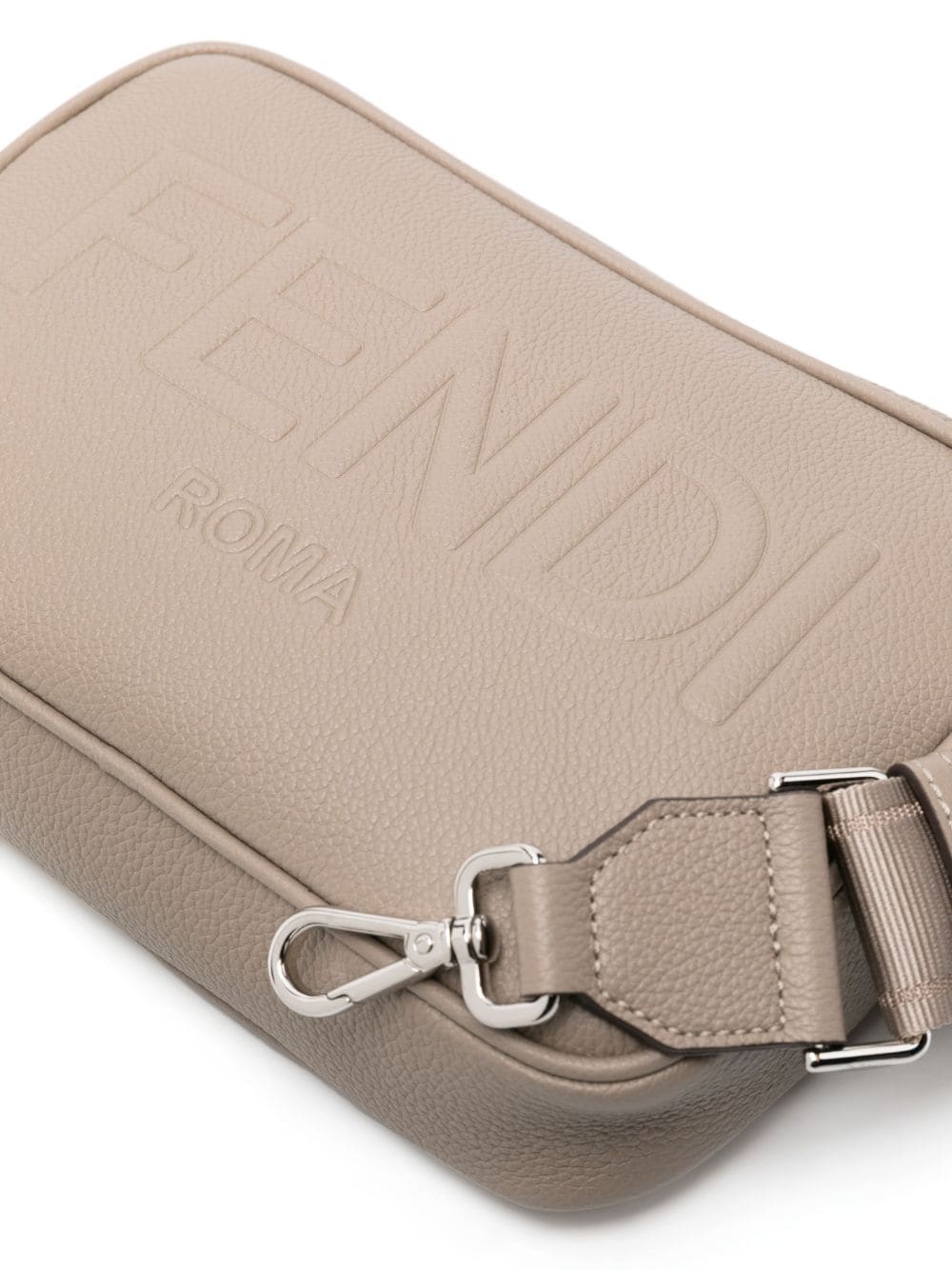Shop Fendi Logo-embossed Leather Camera Case In Brown