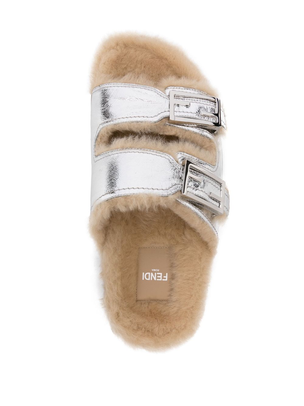 Shop Fendi Feel Leather Slides In Silver