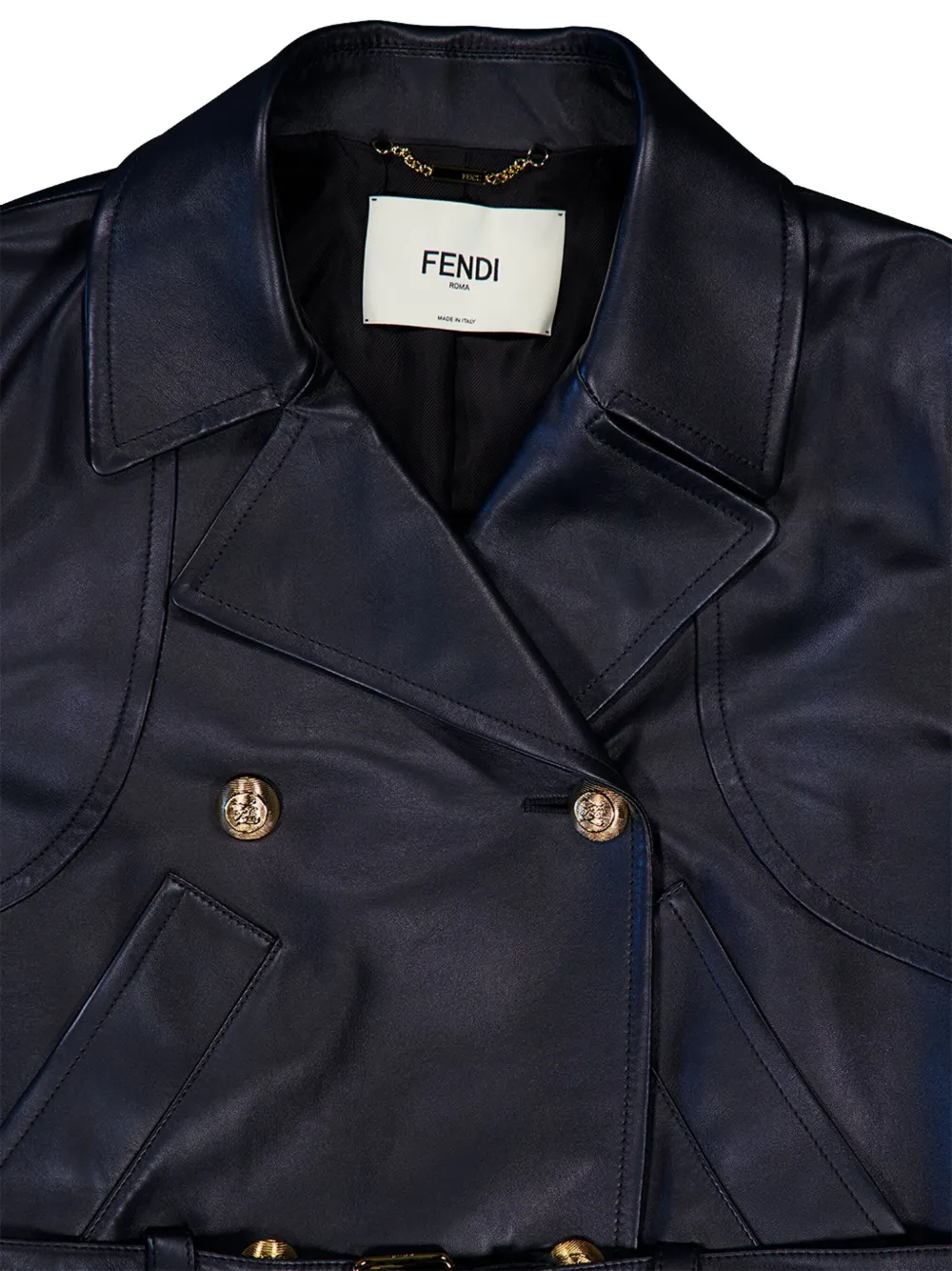 FENDI Leren bikerjack Zwart