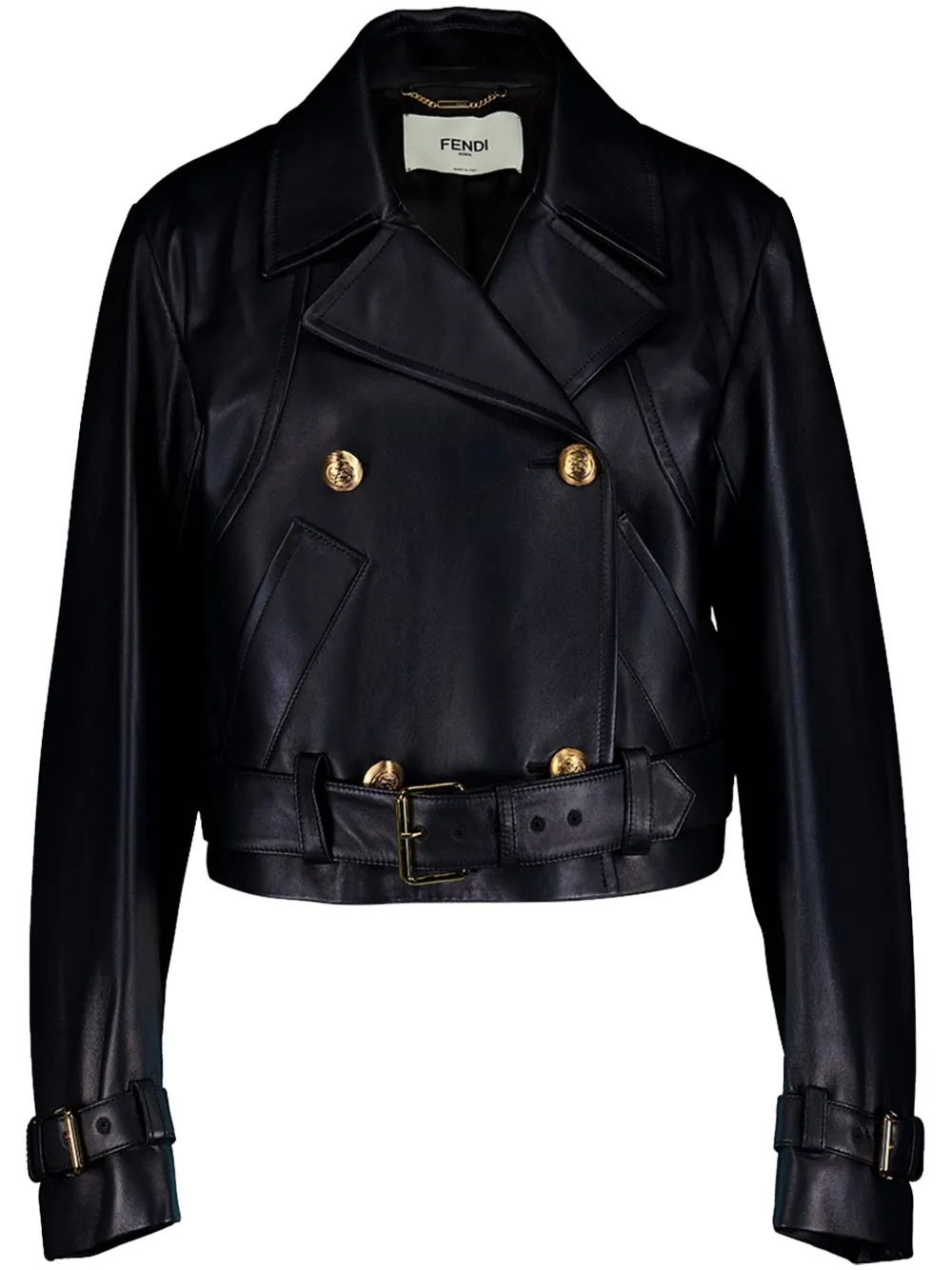 FENDI Leren bikerjack Zwart