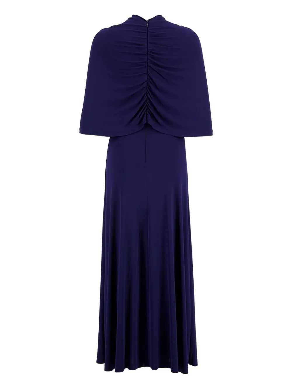 cape gathered evening dress