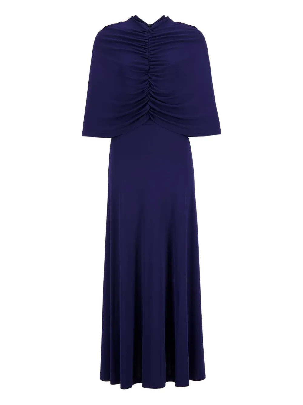 Colville cape gathered evening dress - Blauw