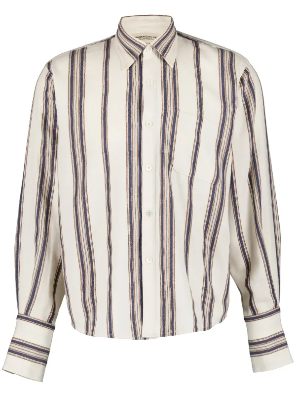 Marrakshi Life Striped Cotton Shirt in White